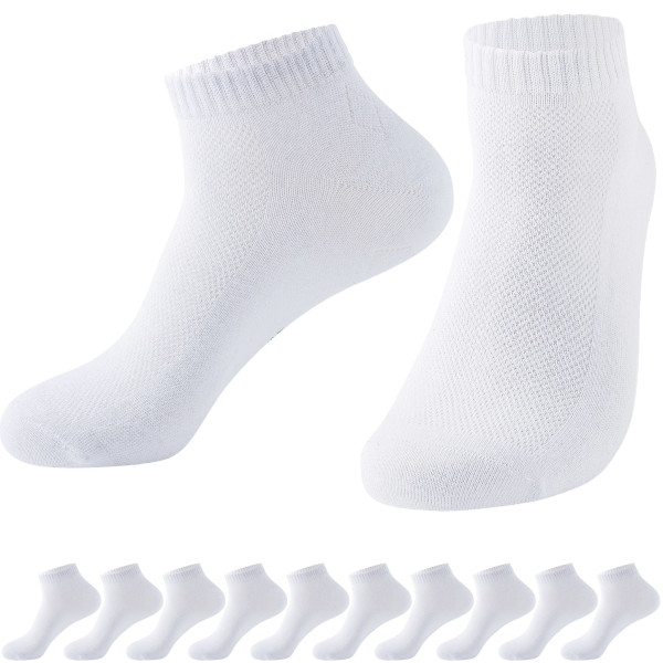 Socken Sneaker Damen und Herren, 10er Pack Weiß 39-42