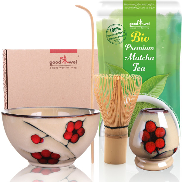 Matcha Tea Set "Plum", incl. 30g Organic Matcha