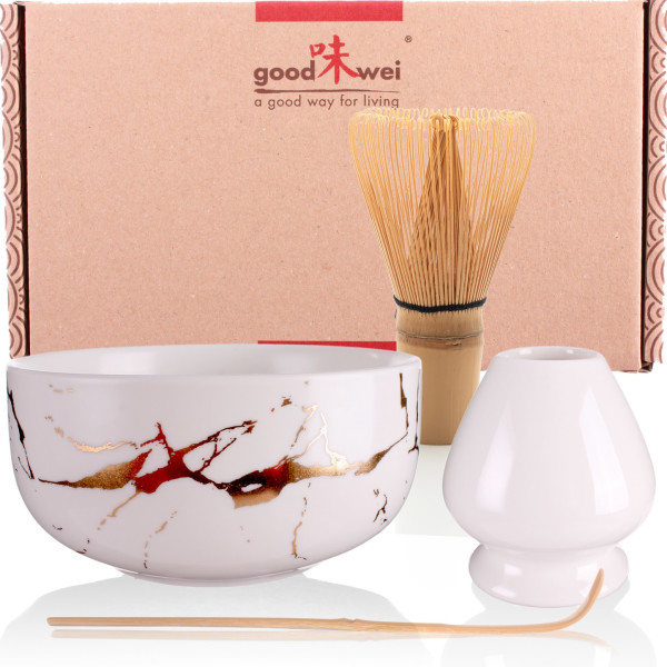 Matcha set "White Marble" 120 with Chasentate