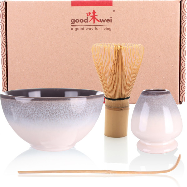incl Shisupure Goodwei Set di Matcha Completo Tazza Cerimoniale con frusta e cucchiaio di bambù Tè Matcha Biologico Giapponese 