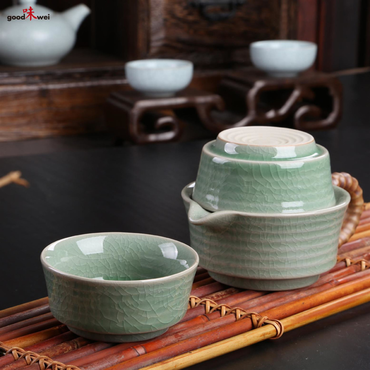 Sea Wave Travel Tea Set With Wooden Handle – Umi Tea Sets