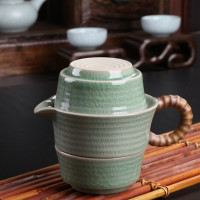 Chinese Celadon Travel Tea Set &quot;Wave&quot;