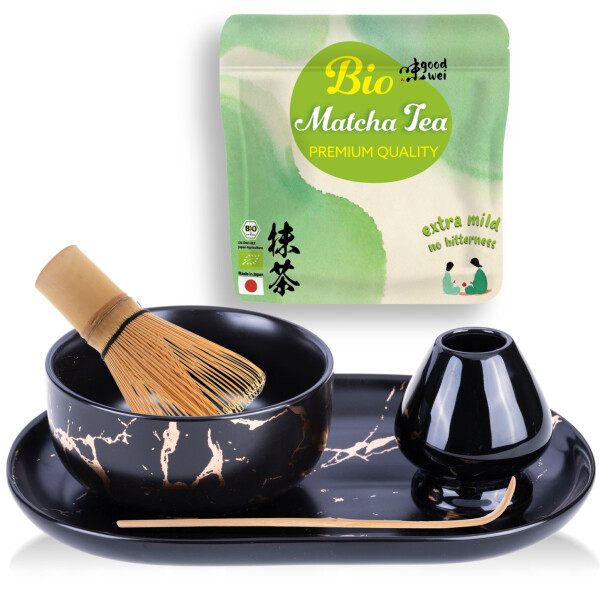 Goodwei Matcha Set Akai – Premium Matcha Set met Chawan, Bamboe Whisk, Houder, Chashaku & Bio Matcha Goodwei Matcha Set Akai – Premium Matcha Set met Chawan, Bamboe Whisk, Houder, Chashaku & Bio Matcha
