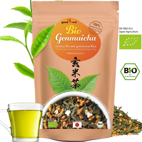 Genmaicha tè Verde Giapponese Biologico con Riso tostato e soffiato, 120g