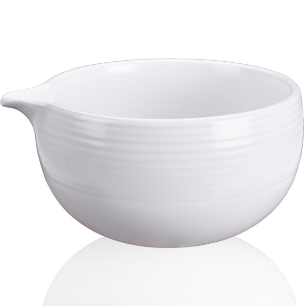 Matcha Latte Schale "Camellia White"- Yuzamashi-Chawan mit Ausgießer, 450 ml