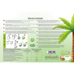 Mezcla Matcha Cocos Latte – sobres prácticos 10×40 g, solo agregar agua