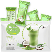 Mezcla Matcha Cocos Latte – sobres prácticos 10×40 g, solo agregar agua