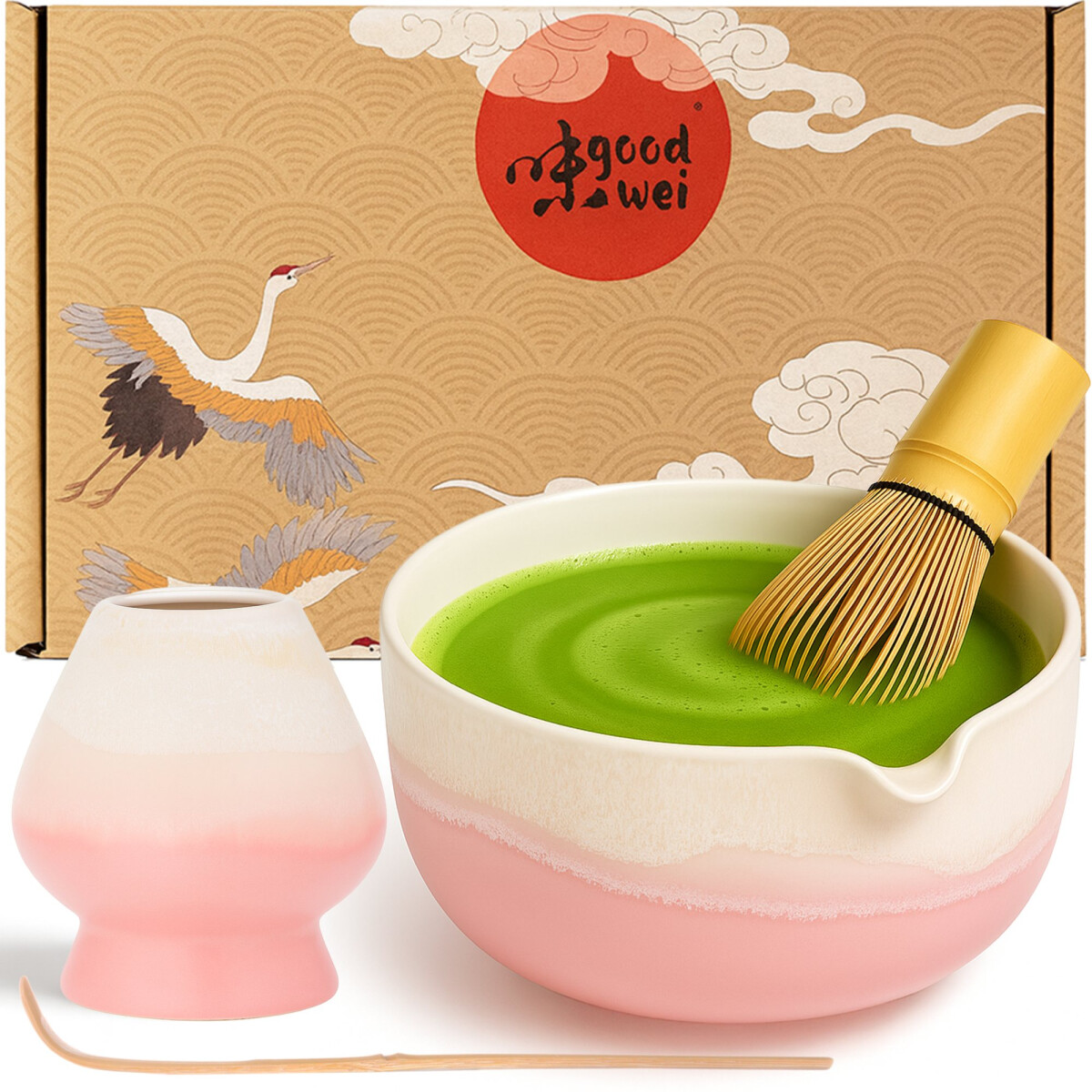 Set Matcha Latte "Fuji Pink" con ciotola con beccu