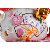 Japanese Lucky Cat Figurine with Two Bells