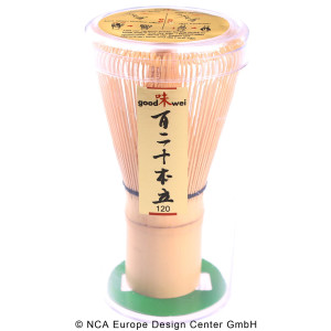 Fouet japonais matcha "Chasen" en bambou blanc, 120 soies