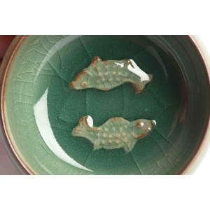 Chinesisches Gongfu Cha Teeservice "Charms" aus Seladon, 3tlg