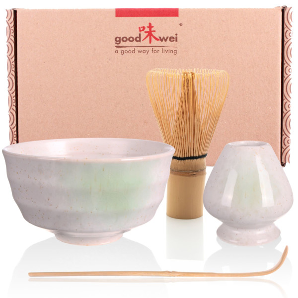 Gift Box Goodwei Premium Matcha Tea Set Menouseki, 120 Ceremonial Bowl Chawan Whisk and Holder 