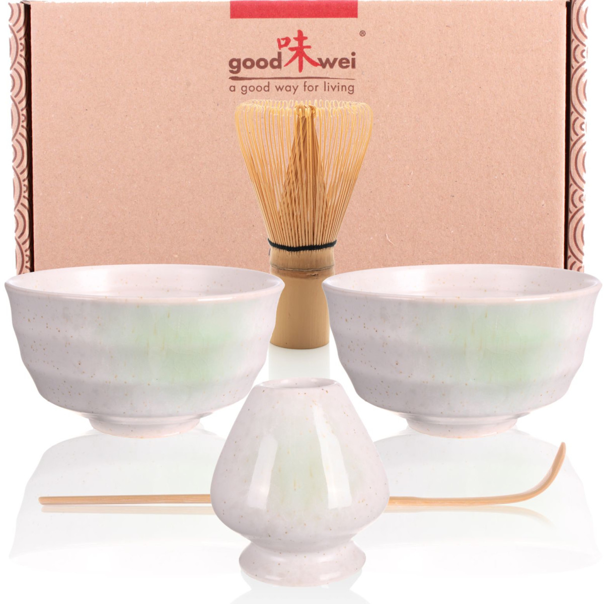 Shiro Goodwei Japanese Matcha Tea Ceremony Starter Set with Organic Premium Matcha 30g 