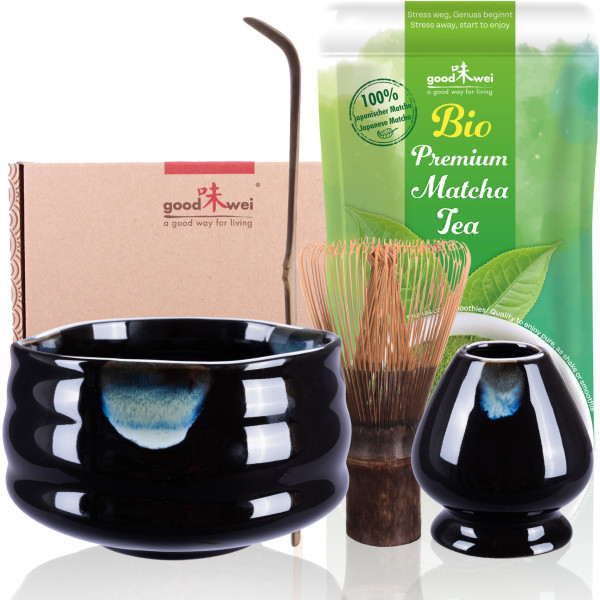 Matcha-Set "Kuro" mit 30g Premium Bio-Matcha - schwarzer Bambus