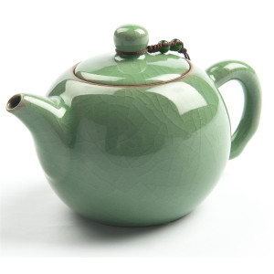 Classic Chinese Tea Pot, Celadon with Crackle-Glazing -...